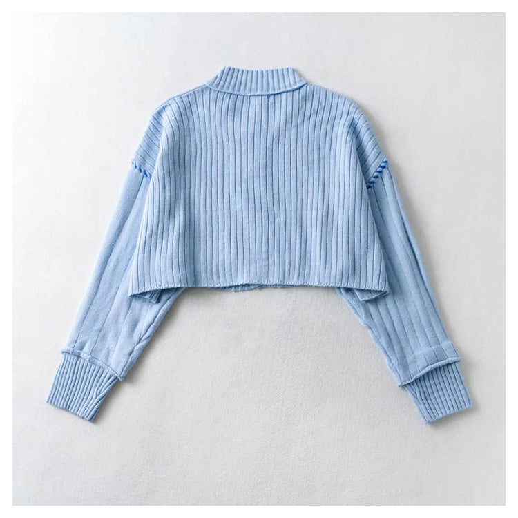 New sweet single breasted top Japanese lazy sweater  7233