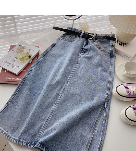 Korean split A-shaped high waist slim design fashion skirt  5709