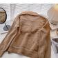 Fungus edge stitching design single breasted long sleeved sweater  5910
