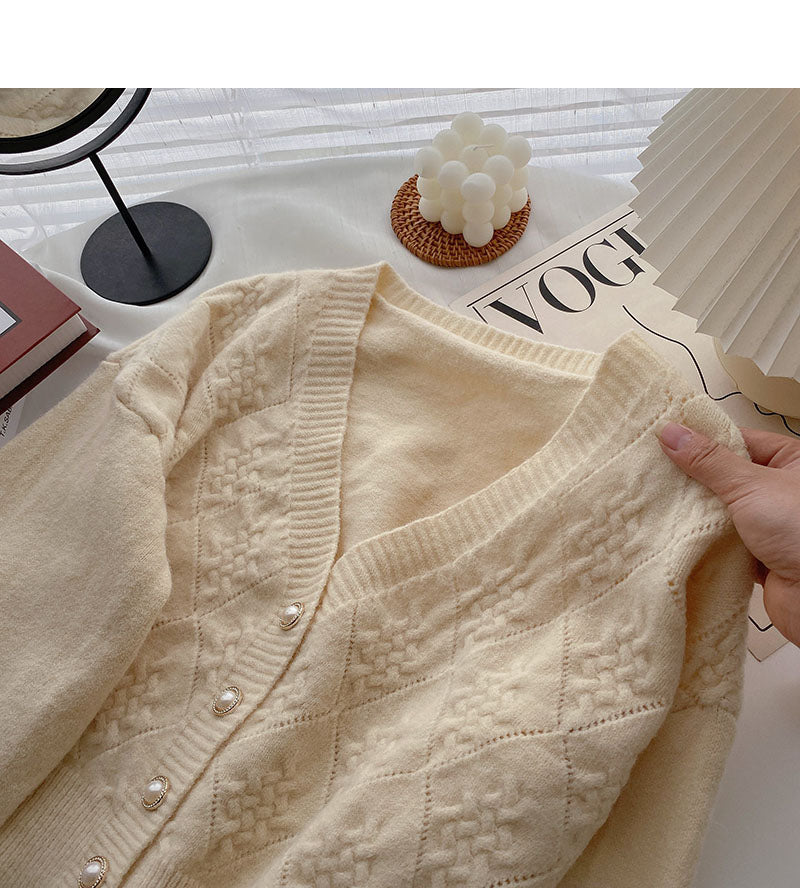 New Korean lazy V-Neck long sleeve Knitted Top  5876