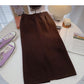 Hong Kong Style thin high waist split A-shaped medium and long skirt  5770