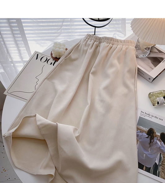 Solid color casual and versatile lazy A-shaped dress  5712