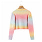 Versatile gradient V-neck short long sleeve wool sweater coat  7186