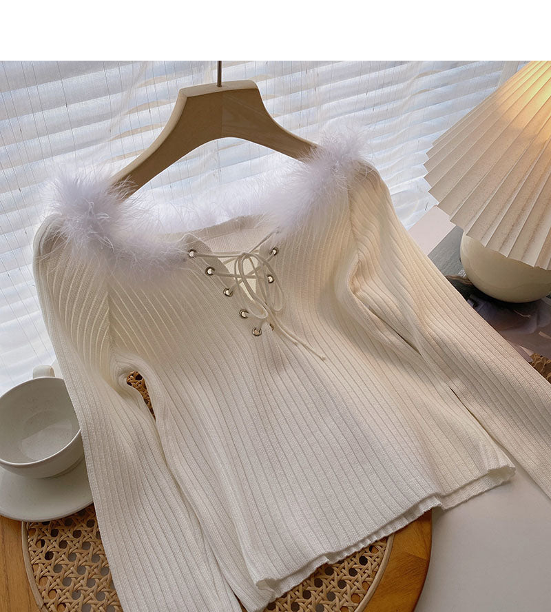 Solid short slim fit versatile long sleeve Pullover Top  6552