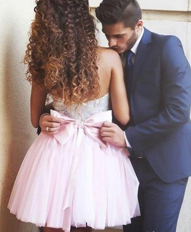 Pink sweetheart short prom dress,graduation dresses  7118