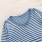 Small fresh stripe knitted sweater Lantern Sleeve short top  6543