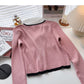 Korean version of exotic sweet long sleeved pearl button blouse  6441