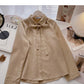 Casual foreign style gentle solid color versatile lace up single breasted top  6351