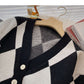 Fashion retro color blocking Plaid long sleeve loose cardigan  6007
