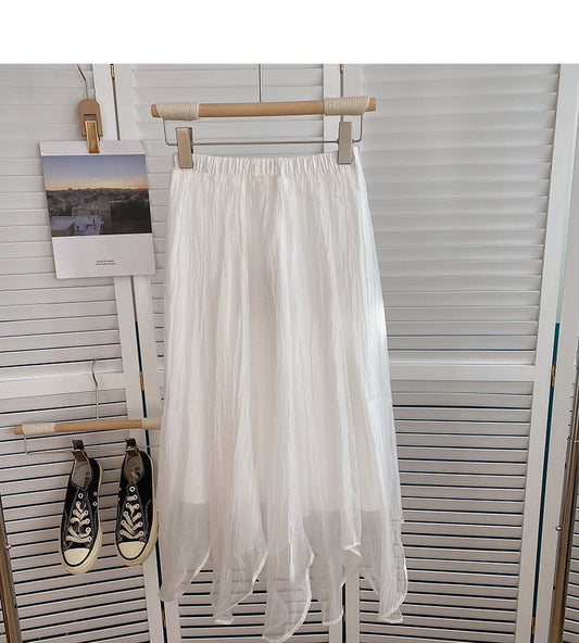 Versatile slim draped high waist A-line skirt  5806