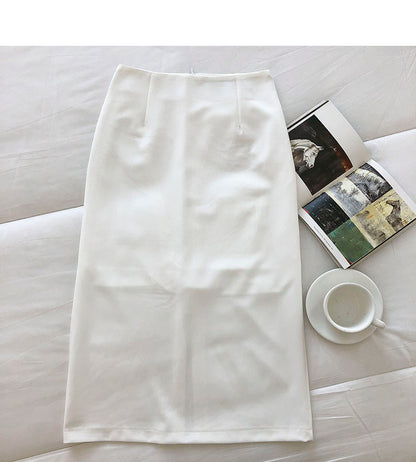 Korean women's dress is gentle and thin, split middle and long skirt  5688