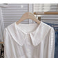 Baby collar single breasted shirt drawstring short slim top  6376