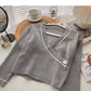 Small man leisure foreign style simple V-neck one button top  6650