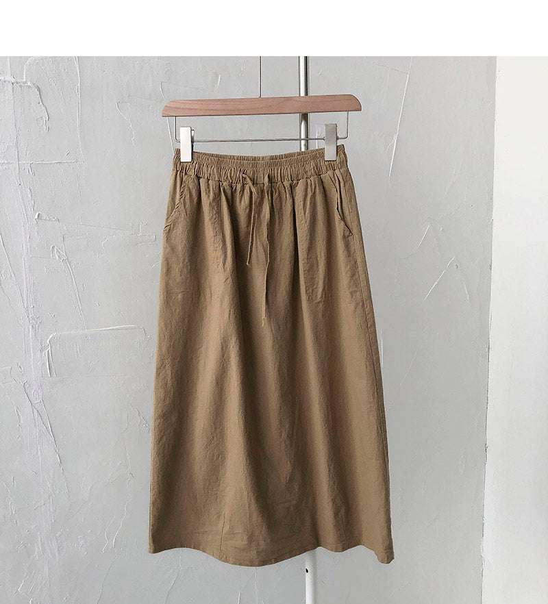 New Korean version simple and versatile elastic waist skirt  5685