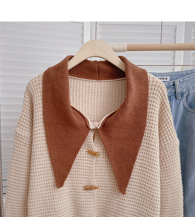 Baby collar Vintage ox horn button cardigan sweater  6203
