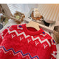 Versatile slim color blocking long sleeve round neck Pullover Sweater Top  6145