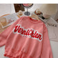 Letter contrast loose lazy long sleeve Pullover Sweater  6016