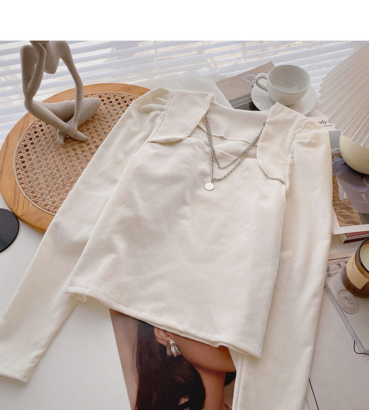 Pull-over à col carré avec chaîne design 6355