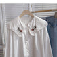 Embroidered Baby collar Vintage Art shirt  6416