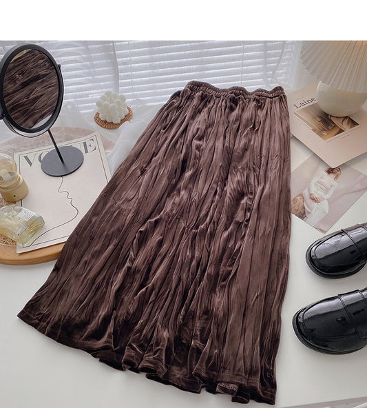 Temperament retro pleated A-shaped slim skirt  5780