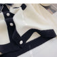 Bow small fragrance retro color matching long sleeved knitted cardigan  6495