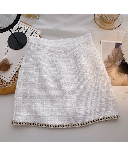Korean version of A-line skirt with slim and fragrant style and high waist  5608