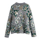 New Vintage flower jacquard knitted cardigan coat sweater  7495