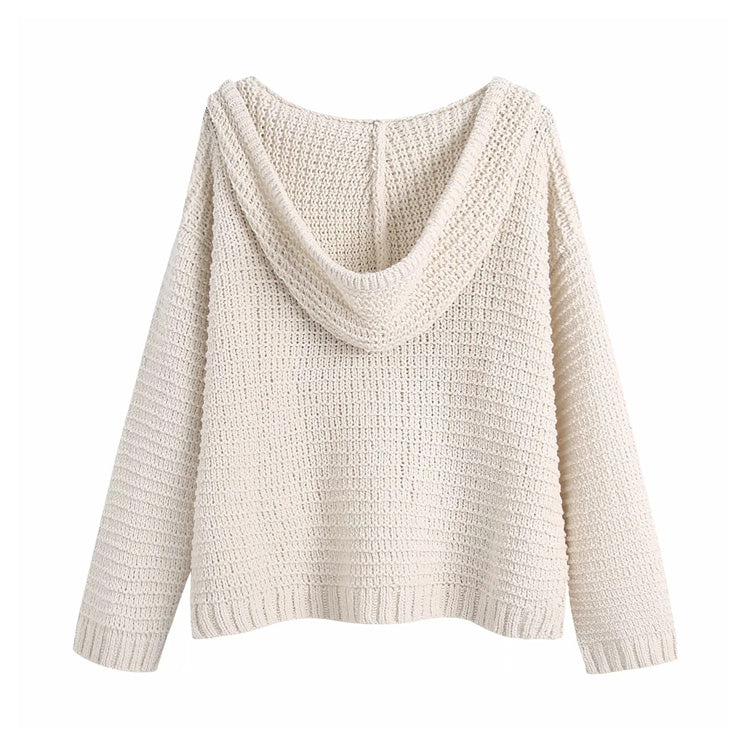 New vintage fashion long sleeve hooded loose knit 7281 – girlhomeshops