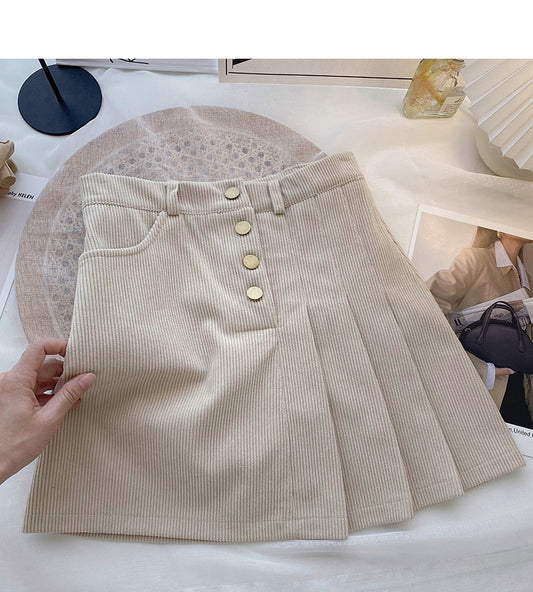 Slim design high waist A-line skirt  5653