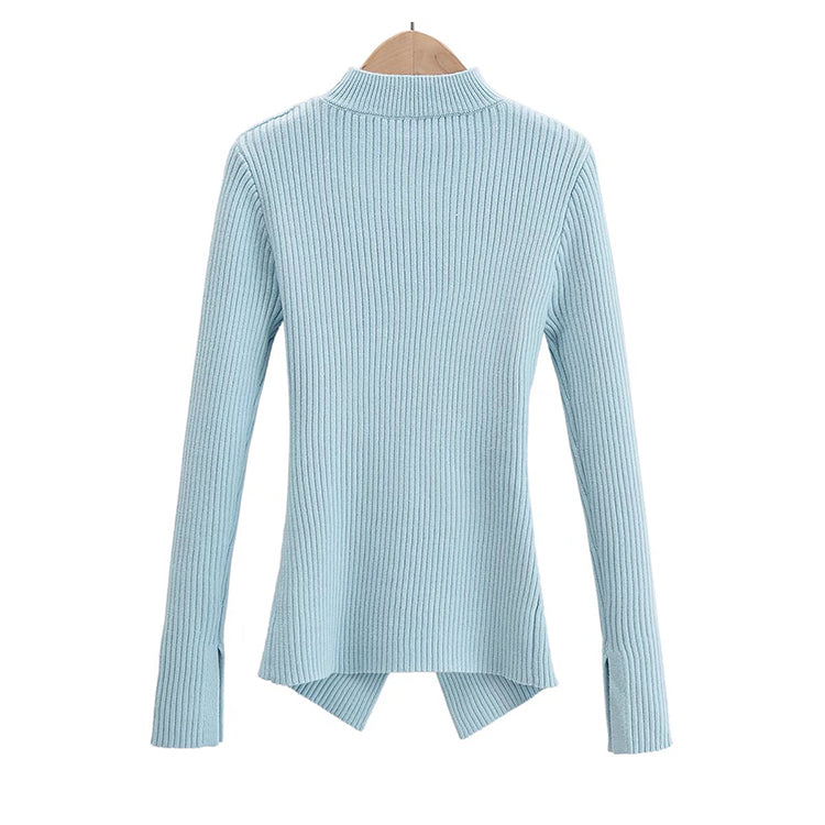 Vintage high street neck cross V-Neck Sweater  7202