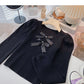 Bow Vintage französischer Pullover schmales Langarm-Oberteil 6628