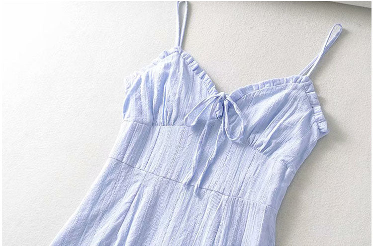 Bow suspender dress short skirt female  7080