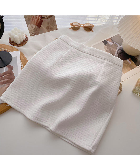 New Korean slim solid high waist A-line skirt  5609