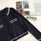 Revers einreihiger Cardigan Vintage Langarm Pullover Damen 6549