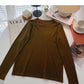 Einfacher, vielseitiger, einfarbiger Pullover mit langen Ärmeln und Boden 6519