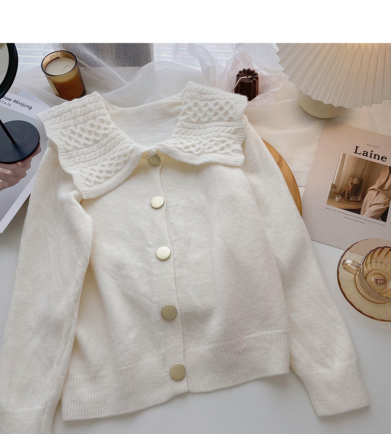 Temperament aging single breasted doll neck long sleeve slim top  6024