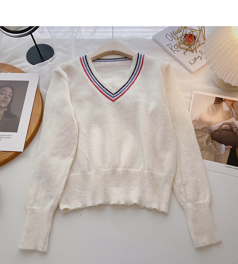 Knitted sweater women's retro fashion versatile  6164