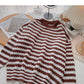 Lazy stripe contrast long sleeve sweater  6132