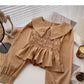 Baby collar design shirt Vintage French long sleeve top  6377
