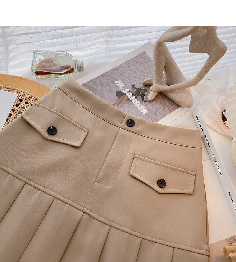 Ruffle panel design for age reducing high waist A-line skirt  5635