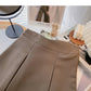 Foreign style simple solid color shows thin high waist pleated skirt fashion  5631