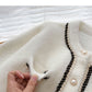Small fragrance twist color matching long sleeve loose top  6022