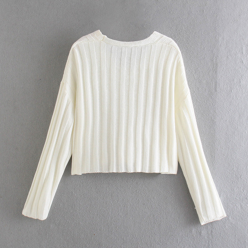 Lazy style retro versatile short Pullover Sweater Top  7519