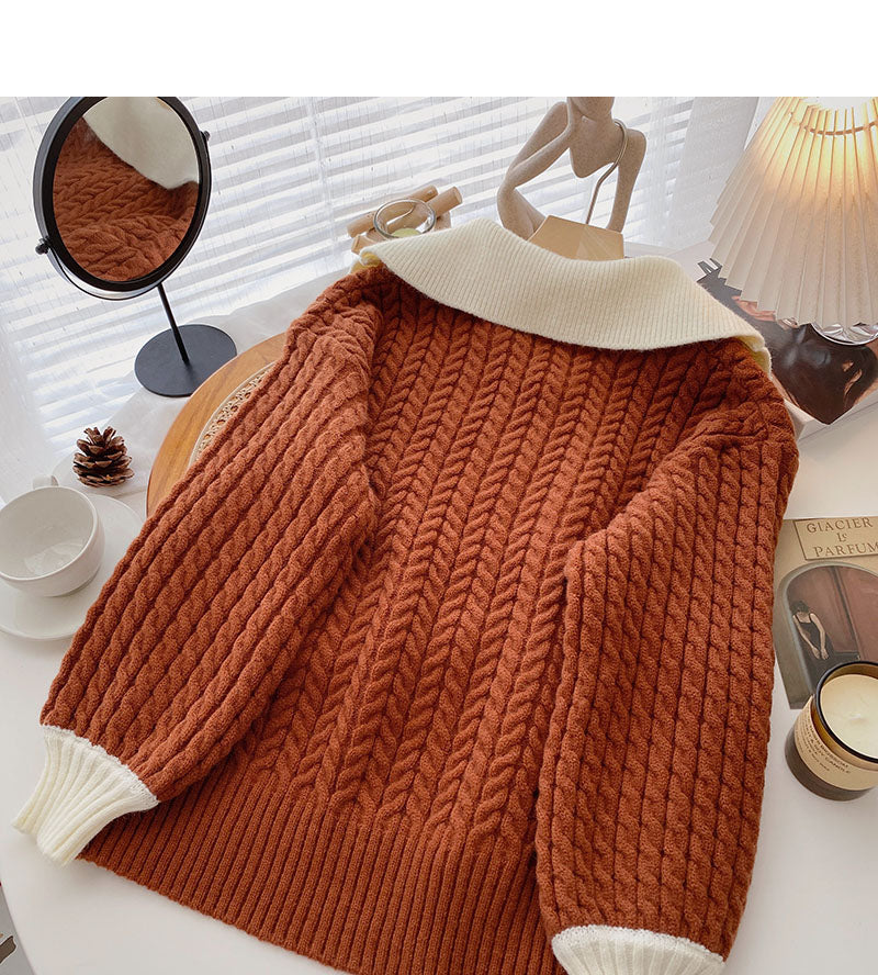 Loose and lazy wind twist sweater  6021