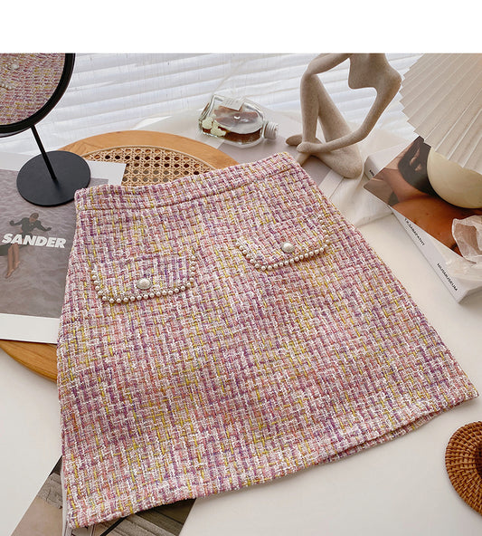 Korean version of A-shaped skirt with thin, fragrant style and tweed  5616