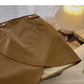 Irregular Hip Wrap thin high waist A-shaped small leather skirt  5541