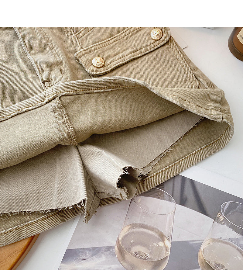 Korean small pocket design, personalized slim skirt  5645