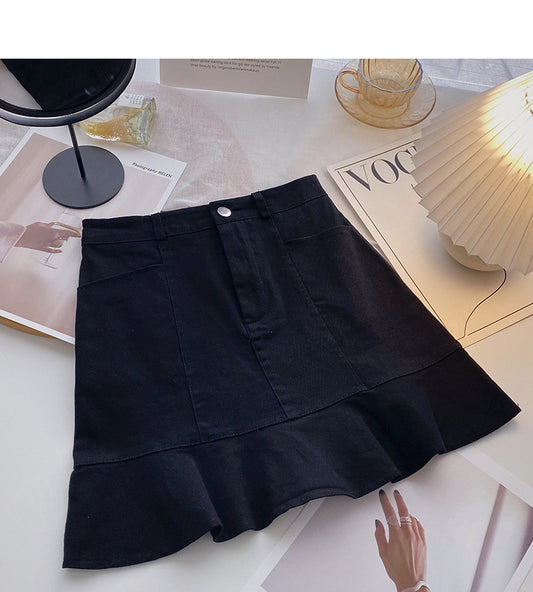 New Korean version of foreign style thin solid color Hip Wrap Skirt  5644