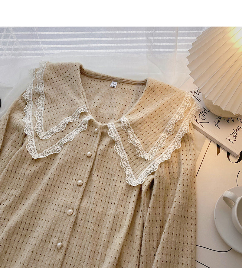 Baby-Kragen-Design-Shirt Spitzen-Langarm-Top 6336