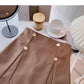Niche design double row buttons show thin crimp high waist skirt  5652